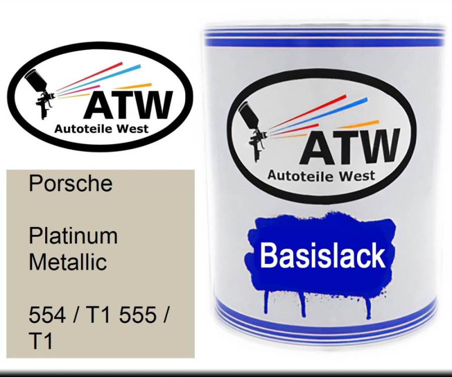 Porsche, Platinum Metallic, 554 / T1 555 / T1: 1L Lackdose, von ATW Autoteile West.